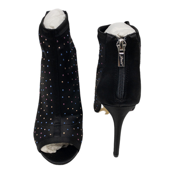 Badgley Mischka Black Rhinestone Open Toe Stiletto Boots Women's 6.5 7 7.5 8.5 - Picture 8 of 10